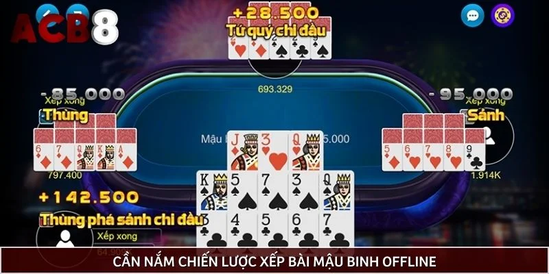 Cần nắm chiến lược xếp bài mậu binh Offline
