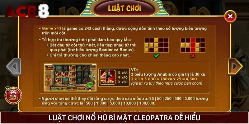Luật chơi cơ bản trong nổ hũ bí mật Cleopatra