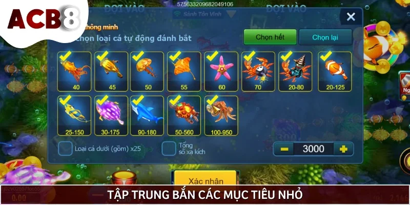 Bạn nên tập trung bắn các con cá nhỏ để tránh tiêu hao tài nguyên