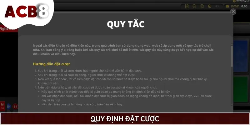 Người chơi khi đã đặt thì không thể hủy theo quy định chung